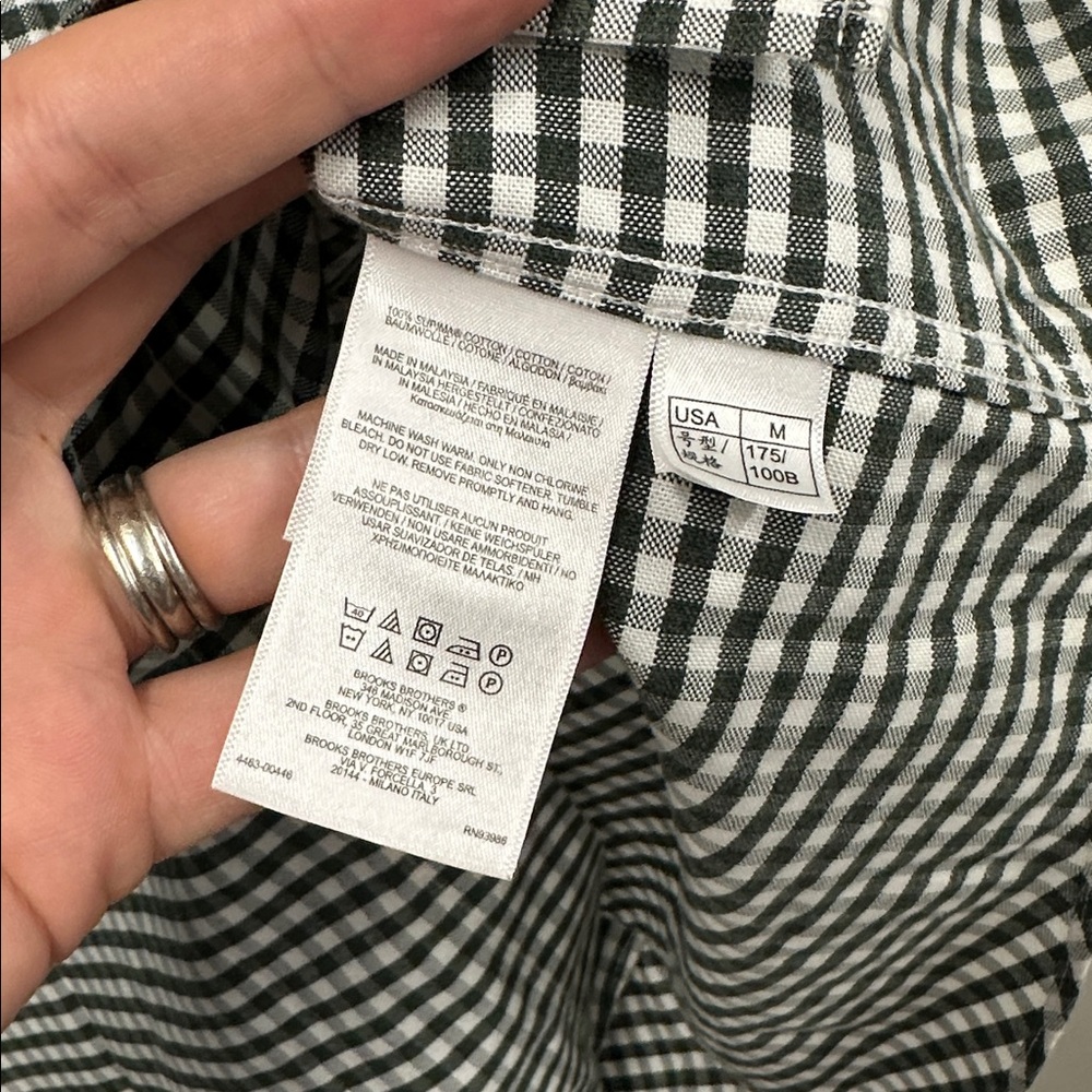 Brooks Brothers green and White Checkered Madison Button-Up Shirt M - Picture 4 of 5